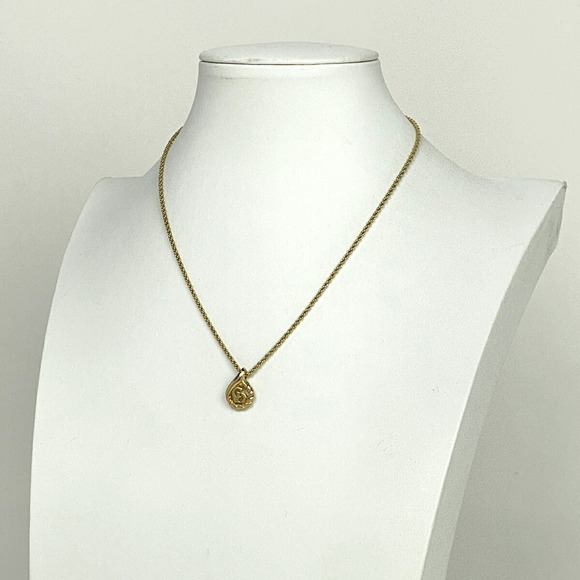 Christian Dior Logo Design Necklace CD Pendant GP Gold - Picture 4 of 4